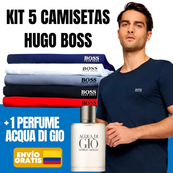 CAMISETAS HUGO BOSS X 5 + PERFUME GIORGIO ARMANI